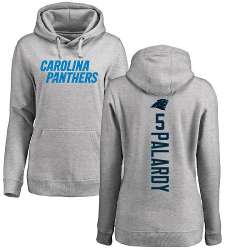 Carolina Panthers Ash Women Michael Palardy Backer NFL Football #5 Pullover Hoodie Sweatshirts